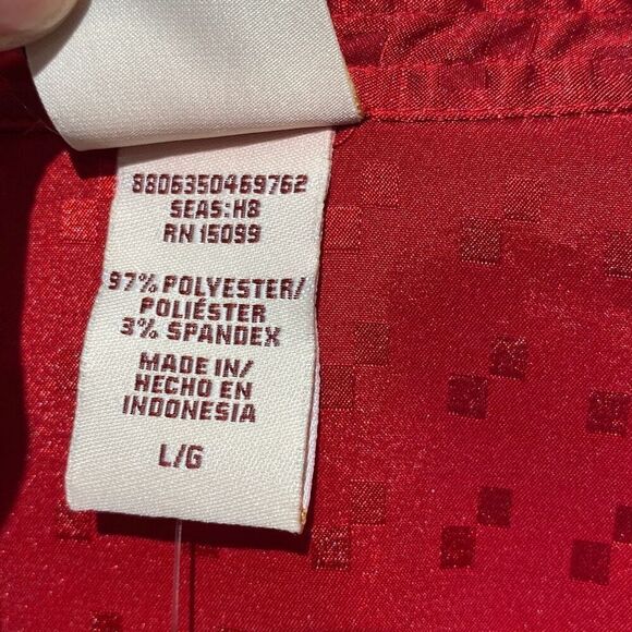 Covington Women's Red Textured Satin Stand Up Collar Woven Blouse Size Large NWT - Picture 6 of 11